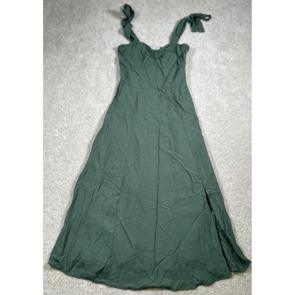 Paper Crane Womens Size Xs Green Dress Sleeveless Tie Vneck Summer
